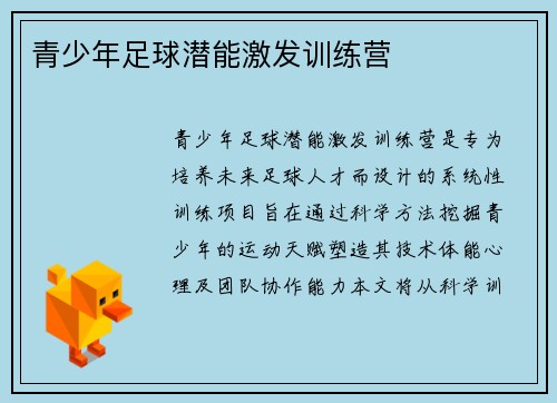 青少年足球潜能激发训练营